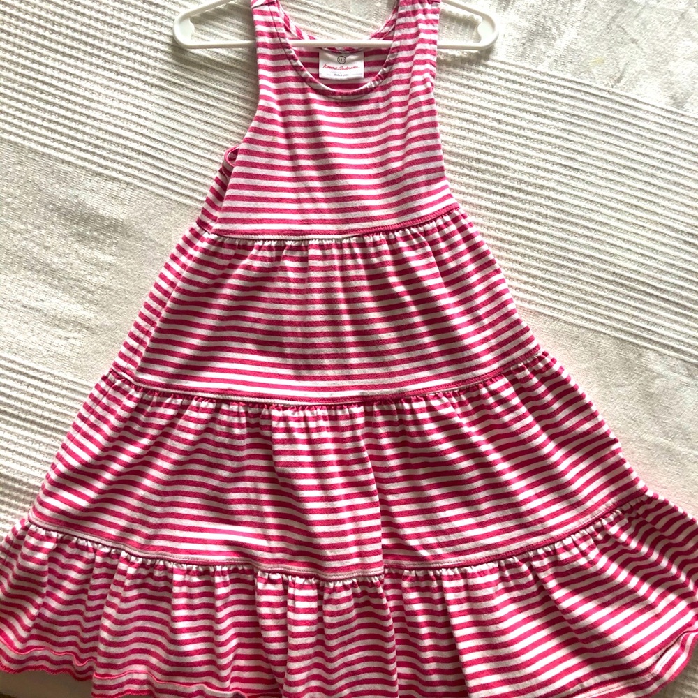 Hanna Andersson pink and white sleeveless dress